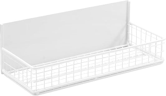 Magnetic Basket, Magnetic Shelf for Fridge, Magnetic Spice Rack for Refrigerator Wire Mesh Magnetic Organizer Holder Accessories for Office Kitchen Classroom Storage,White, 9.44" x 4" x 1.77"-Ruum Studio Home
