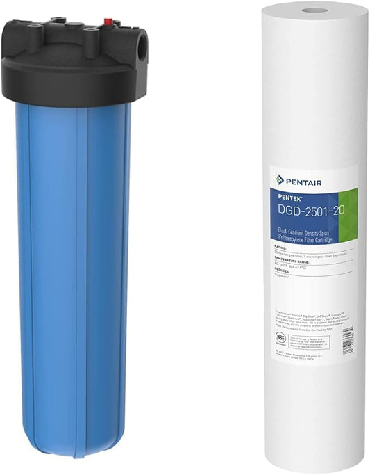 Pentair Pentek Big Blue Filter Housing Bundle with Water Filter Cartridge | Heavy Duty Whole House Filtration-Ruum Studio Home