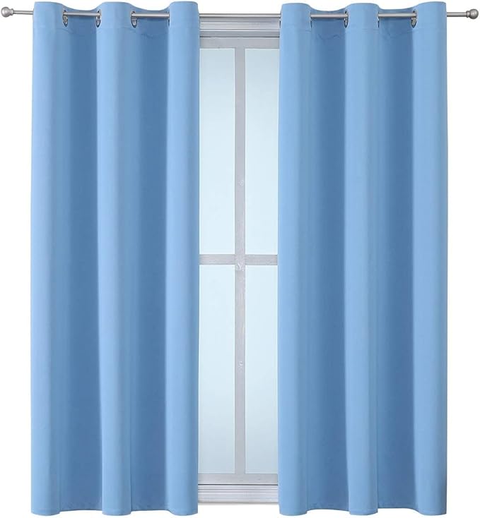 ChrisDowa Grommet Room Darkening Curtains for Bedroom and Living Room - 2 Panels Set Thermal Insulated Blackout Curtains (Sky Blue, 38W x 45L)-Ruum Studio Home
