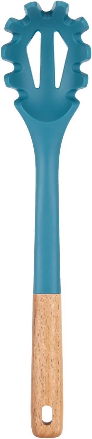 Silicone Pasta Fork, Kitchen Heat Resistant Noodle Spoon Server, BPA Free Spaghetti Strainer,12.8 inch (BLUE)-Ruum Studio Home