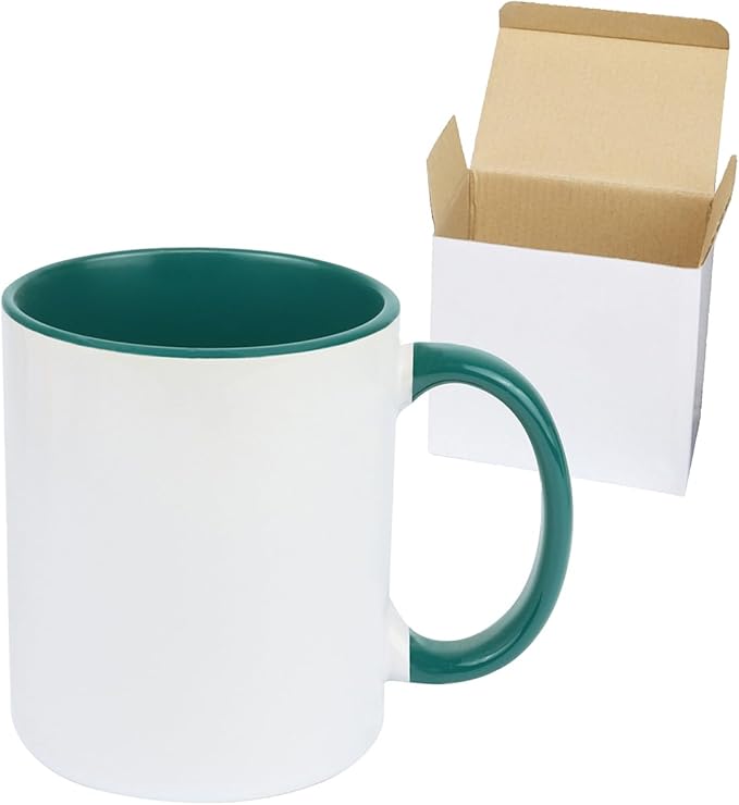 11oz White Ceramic Sublimation Coffee Mug in White Gift Box, 6 New Mixed Colors, Case of 6-Ruum Studio Home