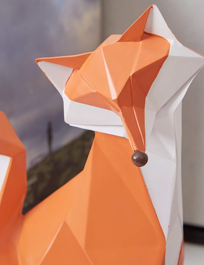 HAUCOZE Fox Figurine Gifts Geometric Sculpture Decor Animal Gifts Statue Polyresin Arts 4.0 inch-Ruum Studio Home