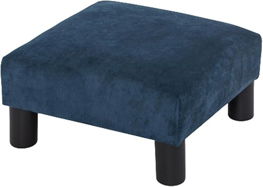 Joveco Small Foot Rest Stool Ottoman, 15" Fabric Square Short Low Footstool Upholstered Footrest for Chair, Under Office Desk, Living Room, Navy Blue-Ruum Studio Home