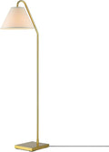 GLOBE Electric 61000147 62" Floor Lamp, Matte Brass, Beige Fabric Shade, On/Off Rotary Switch on Socket, 6-Foot Clear Cord, Reading Light, Bedroom, Living Room, Home Decor-Ruum Studio Home