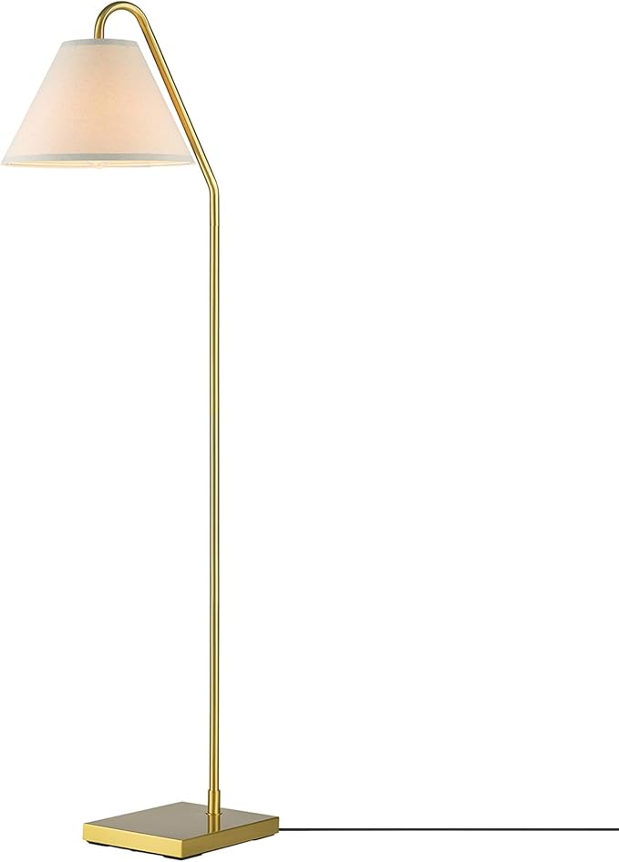 GLOBE Electric 61000147 62" Floor Lamp, Matte Brass, Beige Fabric Shade, On/Off Rotary Switch on Socket, 6-Foot Clear Cord, Reading Light, Bedroom, Living Room, Home Decor-Ruum Studio Home