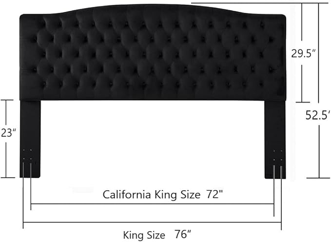 24KF Upholstered Tufted Button Velvet Headboard,Comfortable Fashional Headboard King/CA King Size,Black-Ruum Studio Home