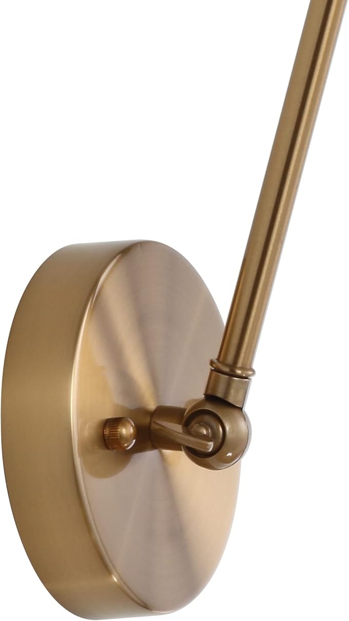 JONATHAN Y JYL7461A-SET2 Rover 7" Farmhouse Industrial Adjustable Arm Metal LED Wall Sconce Rustic Bohemian 2700K 4W Bulb for Entryway Lobby Kitchen Bathroom Bedroom Hallway, Brass Gold (Set of 2)-Ruum Studio Home