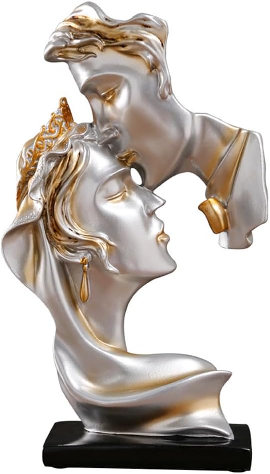Couples Kiss Sculpture,Abstract Art Couple Sculpture Home Furnishing Resin Statue Decoration Romantic Statue Used for Home Decoration, Wedding, Gift. (Grey)-Ruum Studio Home