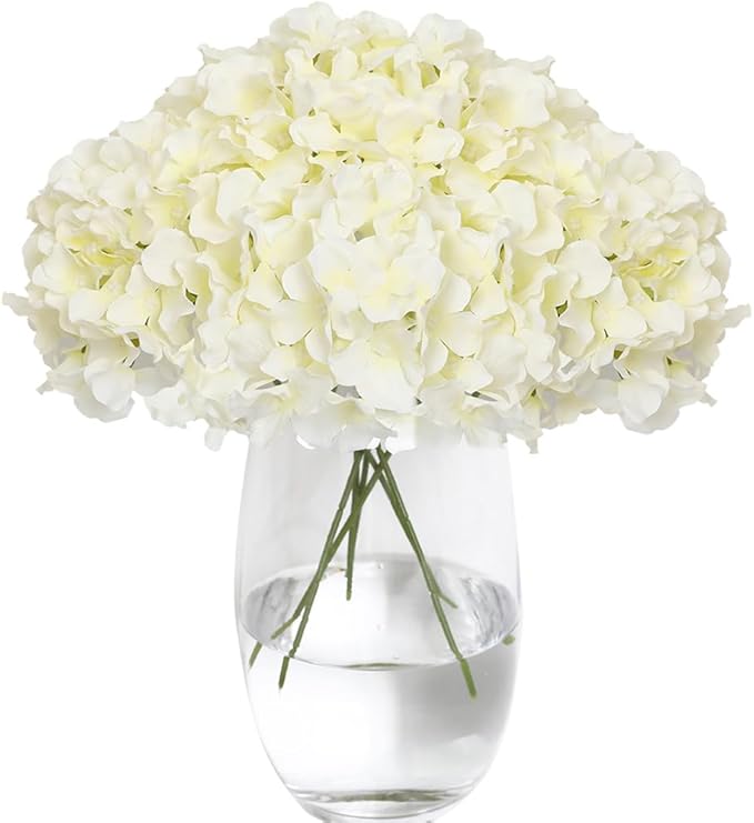 Tifuly Hydrangea Artificial Flowers with Stems 12pcs Fake Hydrangea Silk Flowers Faux Hydrangea Flowers Heads for Wedding Centerpiece Home Party Baby Shower Decor（Off White）-Ruum Studio Home