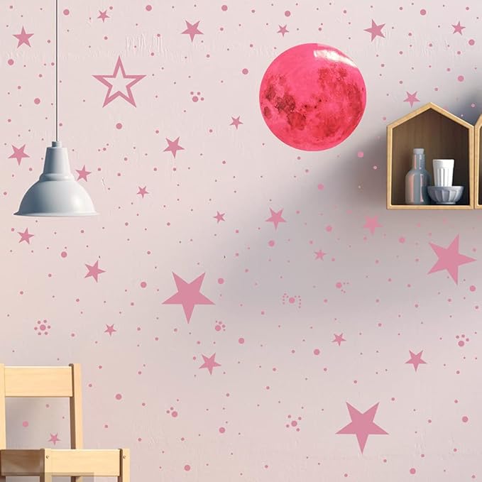 Glow in The Dark Stars and Moon Stickers for Ceiling, Luminous Wall Decals Decor for Bedroom Living Room, 407 dots + 27 Stars + 30cm Moon-Ruum Studio Home