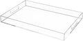 Clear Rectangular 14x20 Inches Acrylic Ottoman Tray Decorative Serving Tray with Cutout Handles Organizer Tray on Coffee Table Countertop Big Breakfast Bed Tray Living Room Appetizer Serving Food-Ruum Studio Home