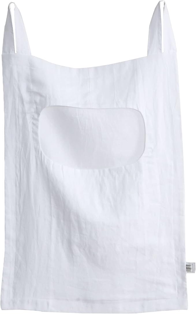 Amazhiyu 100% Linen Door Hanging Laundry Hamper Bag, 19x27 Inches (White)-Ruum Studio Home