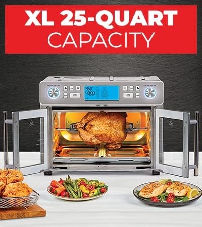 Emeril Lagasse Dual Zone 360 Air Fryer Oven Combo with French Door, 25 QT Extra Large, Cook Two Foods in Different Ways, Up to 60% Faster from Frozen to Finish-Ruum Studio Home