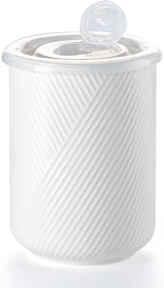 Food Storage Containers with Airtight Lids: Ceramic Canister Sets for Kitchen Countertop - Porcelain Jar for Coffee Tea Flour Sugar Rice Cookies Candy - White (42 oz)-Ruum Studio Home