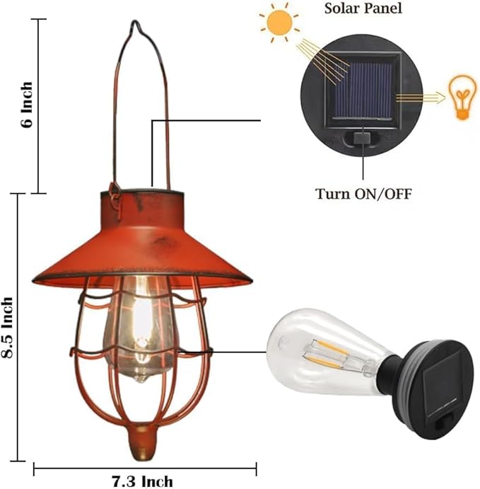 YAKii 6 Pack Solar Lantern Hanging Waterproof Outdoor Metal Solar Lamp with Warm White Light Decorate for Yard Garden Pathway Patio Porch (Red)-Ruum Studio Home