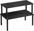 Cabinet Organizer Shelf(Set of 2),Kitchen Counter Shelves,Bamboo Spice Rack Countertop and Cabinet,Stackable Expandable,Large(Black)-Ruum Studio Home