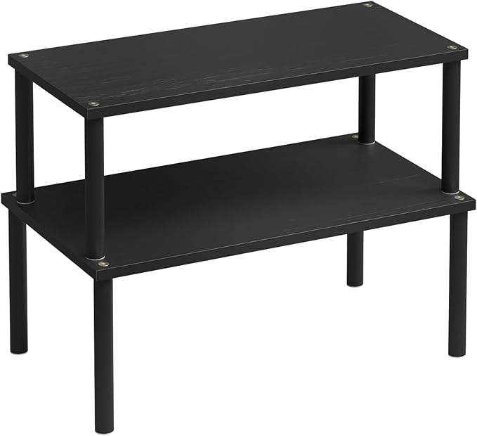 Cabinet Organizer Shelf(Set of 2),Kitchen Counter Shelves,Bamboo Spice Rack Countertop and Cabinet,Stackable Expandable,Large(Black)-Ruum Studio Home