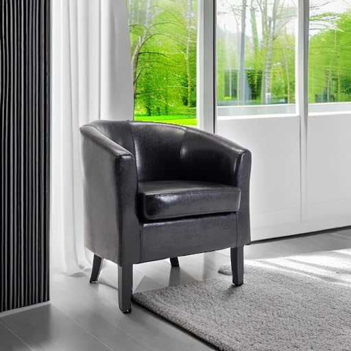 BELLEZE Accent Barrel Chair, Club Tub Sofa Corner Chair with Flared Legs and Cozy Soft Padding for Living Room Bedroom Waiting Room - Black-Ruum Studio Home