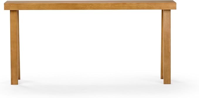 Plank+Beam Solid Wood Console Table, 66 Inch, Sofa Table, Narrow Entryway Table for Hallway, Behind The Couch, Living Room, Foyer, Easy Assembly, Pecan-Ruum Studio Home