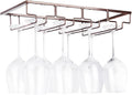 Wine Glass Rack Under Cabinet - Stemware Holder Metal Wine Glass Organizer Glasses Storage Hanger for Bar Kitchen Brown 4 Rows-Ruum Studio Home