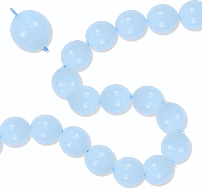 Light Blue Linking Balloons, 60PCS 6 Inch Small Baby Blue Quick Link Balloons for Making Balloon Wall Heart Arch, Tails Balloon for Wedding Birthday Baby Shower Engagement Graduation Party Decorations-Ruum Studio Home