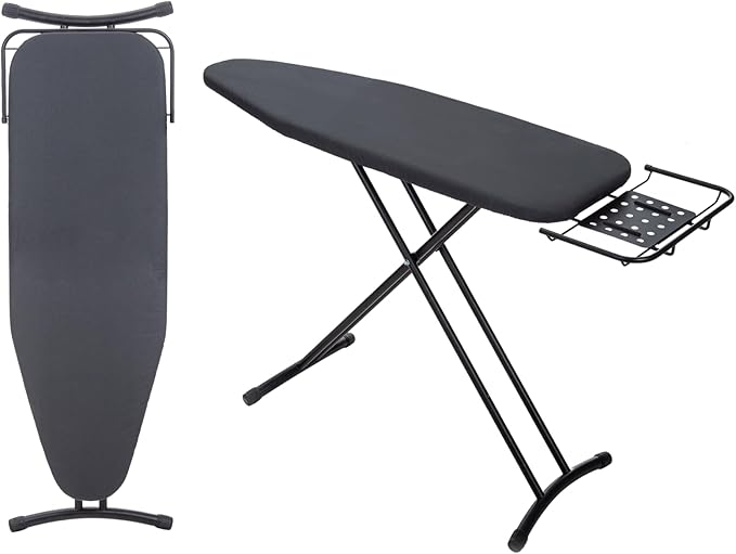 Ironing Board 48" x 15" with Retractable Iron Rest, RAINHOL Heavy Duty Full Size Iron Board, Sturdy Wide Frame with Thick Padding Cover, Height-Adjustable, Black-Ruum Studio Home