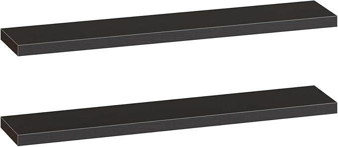 HOOBRO Floating Shelves for Wall, Wall Mounted Shelf Set of 2, 55" Hanging Shelf with Invisible Brackets, for Wall in Bathroom, Bedroom, Toilet, Kitchen, Living Room, Office, Black BK140BJP201-Ruum Studio Home