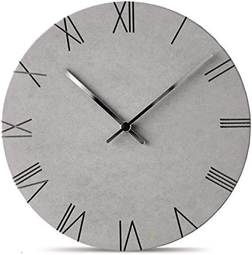 Stephanie Imports Modern Minimalist Concrete Hiding Gray Silent Wall Clock (Roman Numerals)-Ruum Studio Home