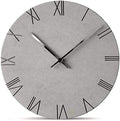 Stephanie Imports Modern Minimalist Concrete Hiding Gray Silent Wall Clock (Roman Numerals)-Ruum Studio Home