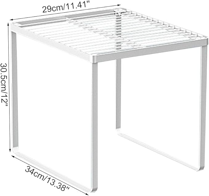 Kitchen Cabinet Storage Shelf Stackable Wire Spice Rack Organizer Heavy Duty Space Saver for Bathroom Bedroom Closet Laundry Room Office Countertop - White, Pack 1-Ruum Studio Home