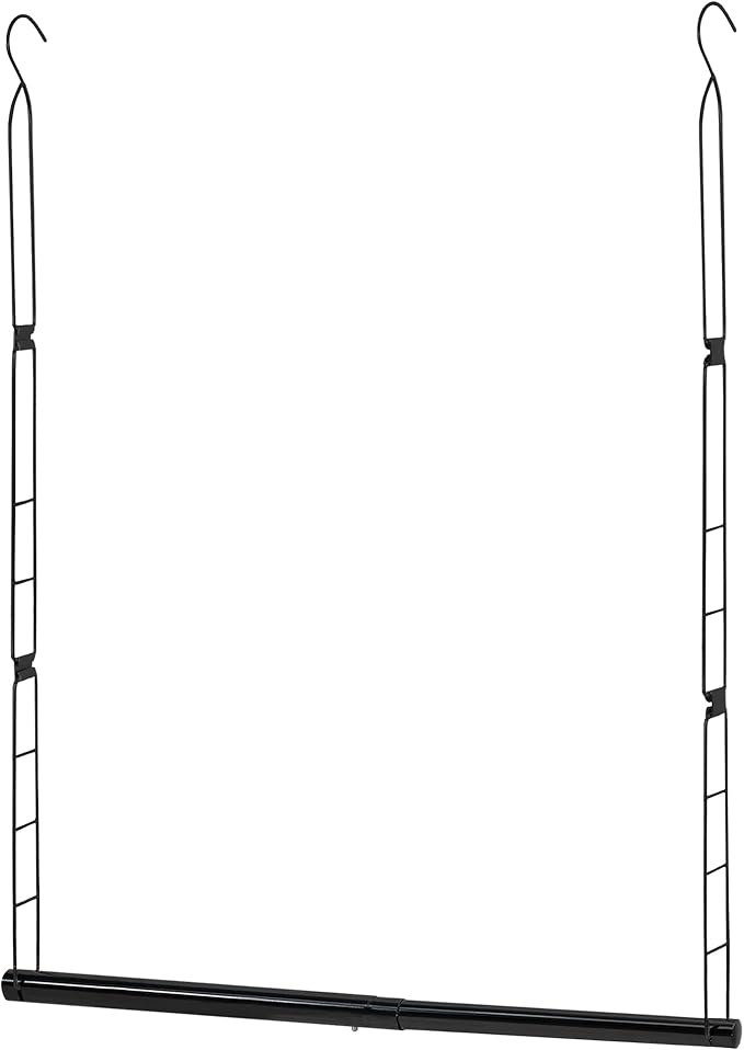 STORAGE MANIAC Hanging Closet Rod, Adjustable Width and Height Closet Hanging Organizer, Space-Saving Clothes Hanging Bar, Closet Extender Hanging Rod Double Closet Hanging Rod, 1 Pack Black-Ruum Studio Home