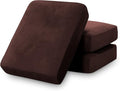 PrinceDeco Velvet Sofa Cushion Covers, Stretch Couch Cushion Covers for Individual Seat Couch Slipcover Sets Furniture Protector for Loveseat Sofa Cushion(Each Width Up to 29.5", Brown)-Ruum Studio Home