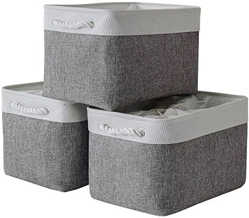 TheWarmHome Storage Baskets for Organizing, X Large - 3 Pack 17.7L×13.8W×9.8H in Foldable Storage Bins for Shelves, Fabric Storage Box for Closet Nursery Toy Gift (White & Grey)-Ruum Studio Home