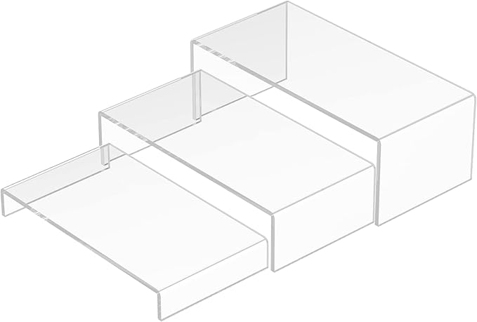 Acrylic Risers Display Stands 3pcs, Rectangular Dessert Table Display Set, Clear Display Shelf for Funko Pop, Collectibles, Retails, Shoes, Plants, Home Decors, Decoration - 7.5''x8''x8.5''-Ruum Studio Home