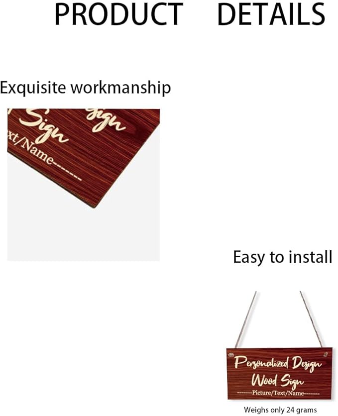 Custom Hanging Wood Sign, Personalized Text Door Sign Plaque, Customized Wall Sign, Customizable Wood Board with Hanging String for Home Decor, Store, Farm 7.8x3.9 inch-Ruum Studio Home