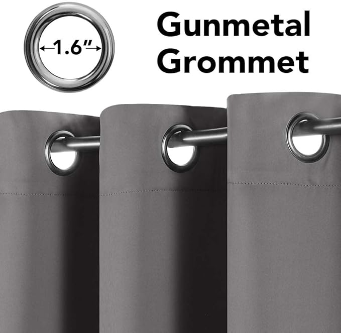 H.VERSAILTEX Blackout Grey Curtains for Bedroom/Living Room, 52" Wide x 63" Long Each Panel,Grommet Top (Set of 2 Panels)-Ruum Studio Home