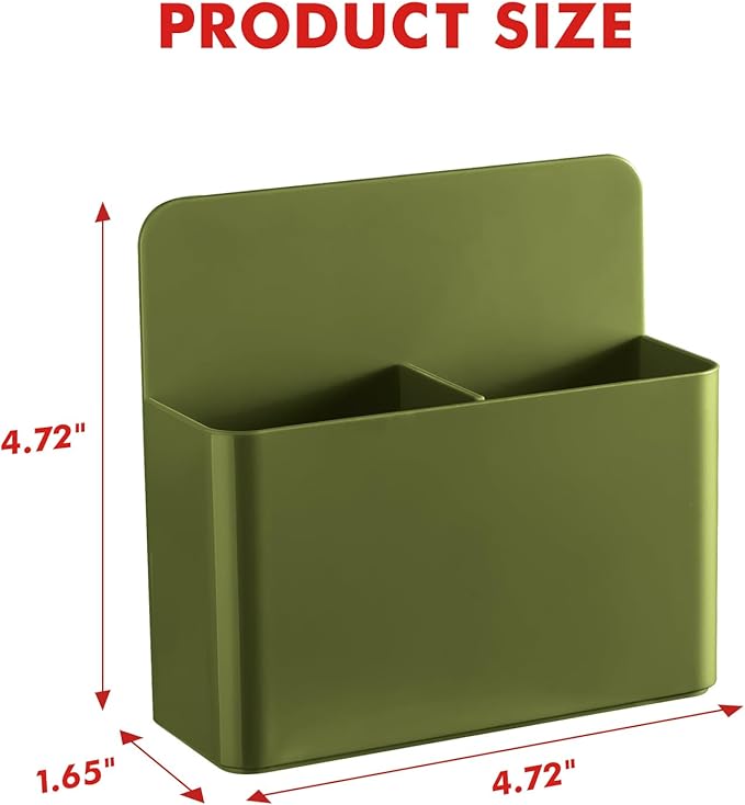 BEYGORM 2 Pack Plastics Magnetic Pen Holder for Refrigerator, Dry Erase Marker Holder for Whiteboard，Magnet School Locker Organizer Accessories, Pencil Cup, Pen Caddy (Army Green)-Ruum Studio Home