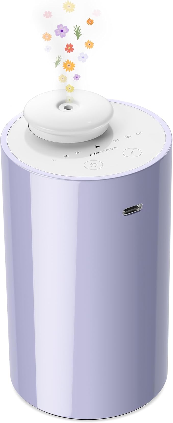 Waterless Diffuser for Essential Oil, Battery Operated Nebulizer, 0.7 Fl.Oz./ 20mL Capacity, Mini Scent Air Machine, 3 Countdown Timers & 3 Mist Levels for Home, Room, Car, Office - AN6 Lavender-Ruum Studio Home