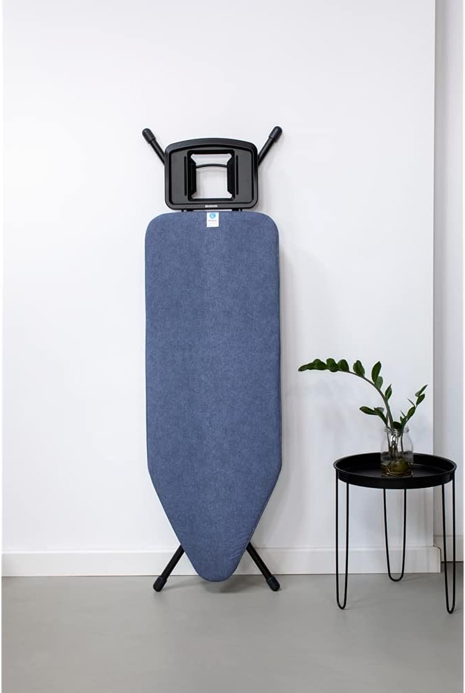 Brabantia Size C Ironing Board (49x18 in) 7 Height Options, Solid Steam Iron Rest Holder (Denim Blue) Non-Slip Feet, Anti-Collapse Child Locks-Ruum Studio Home