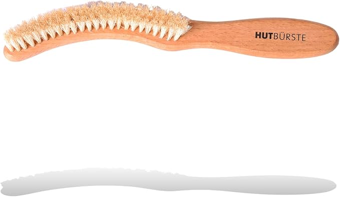 Valentino Garemi Traditional Hat Cleaning Brush | Remove Dust, Dry Stains, Rain Spots, Sweat Marks, Pet or Human Hair | Genuine Boar Hair Made in Germany (White Bristles)-Ruum Studio Home