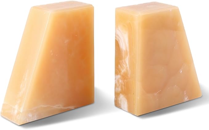 Onyx Book Ends Decorative, Unique Bookends for Shelves，8LB Bookends to Hold Heavy Books Durable Book Holder Stopper for Home Office Desk Bookshelf Decoration, Set of 2, Mexico Onyx-Ruum Studio Home