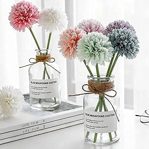 Kimura's Cabin 20Pcs Fake Chrysanthemum Artificial Silk Ball Flower Faux Mums Flowers Bouquets for Wedding Party Home Kitchen Table Decor DIY Decoration (Dark Pink)-Ruum Studio Home