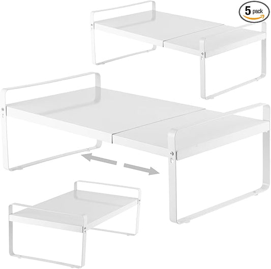 3 Pack Expandable Cabinet Shelf Organizer Kitchen Shelf Riser Stackable Pantry Shelves Kitchen Organizers and Storage Metal Spice Rack Countertop Organizer Cupboard Adjustable Shelfs Desk Rack Shelf-Ruum Studio Home