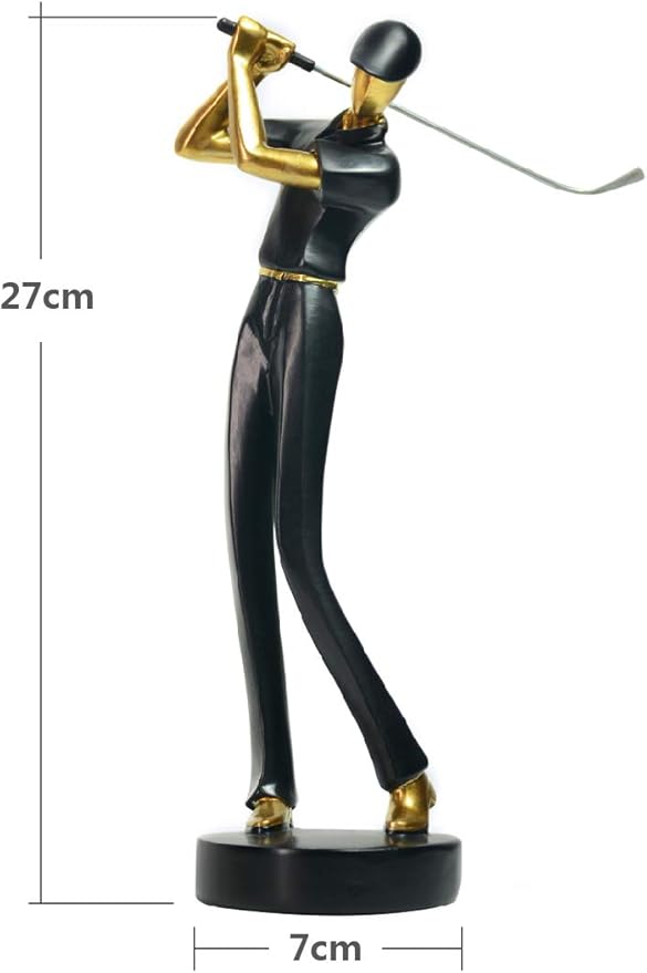 HAUCOZE Golf Figurine Statue Golfer Decoration Arts Home Decor Sculpture Polyresin Black 9.6 inch-Ruum Studio Home