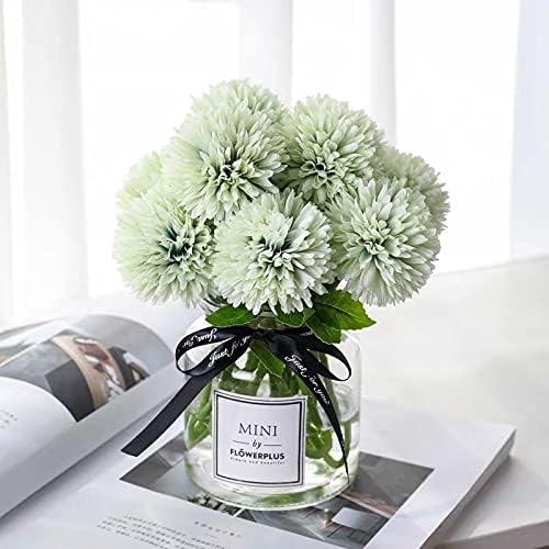 Kimura's Cabin 20Pcs Fake Chrysanthemums Artificial Silk Ball Flowers Faux mums Flower for Spring Wedding Festival Home Table Core DIY Decoration (Light Green)-Ruum Studio Home