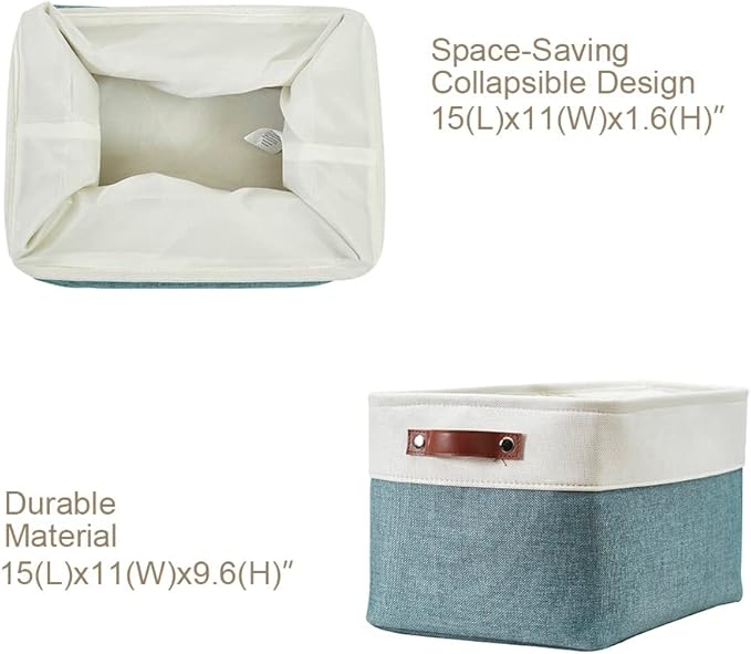 DECOMOMO Storage Bins Fabric Storage Baskets for Shelves, Linen Closet Organization Toys Nursery (Green and White, Large - 4 Pack)-Ruum Studio Home