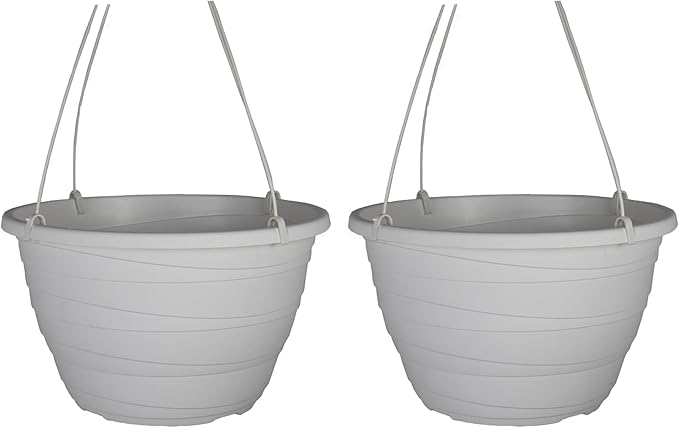 The HC Companies Wrapt Hanging Planters - Lightweight Plant Pot Hanger for Hanging Plants, Vegetables & Herbs - Outdoor & Indoor Hanging Basket for Plants (13" White, Pack of 2)-Ruum Studio Home