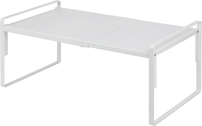 Nxconsu Cabinet Shelf Expandable Height Adjustable Shelf Organizer Riser for Kitchen Cabinet Pantry Cupboard Under Sink Countertop Organization Storage Space Saver Stackable Heavy Duty Metal White XXL-Ruum Studio Home