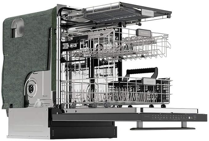 SHARP SDW6757ES Slide-In Dishwasher, Stainless Steel Finish, 24" Wide, Soil Sensors, Premium White LED Interior Lighting, Smooth Glide Rails, Heated Dry Option, Responsive Wash Cycles, Power Wash Zone-Ruum Studio Home