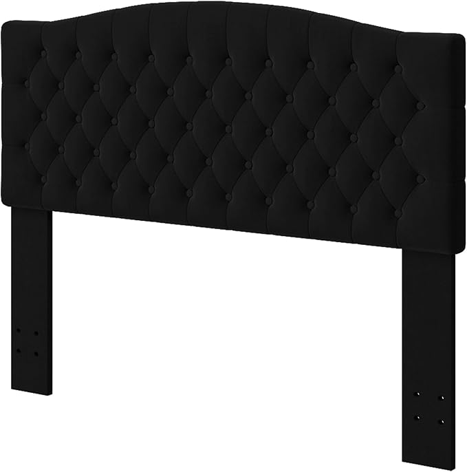 Velvet Upholstered Headboard Queen/Full Size Latest Model Wall Mount, Bed Frame Mount, Featuring High-Density Sponge Padding, Luxury Texture Easy Assembly Comfort and Style-Black-Ruum Studio Home